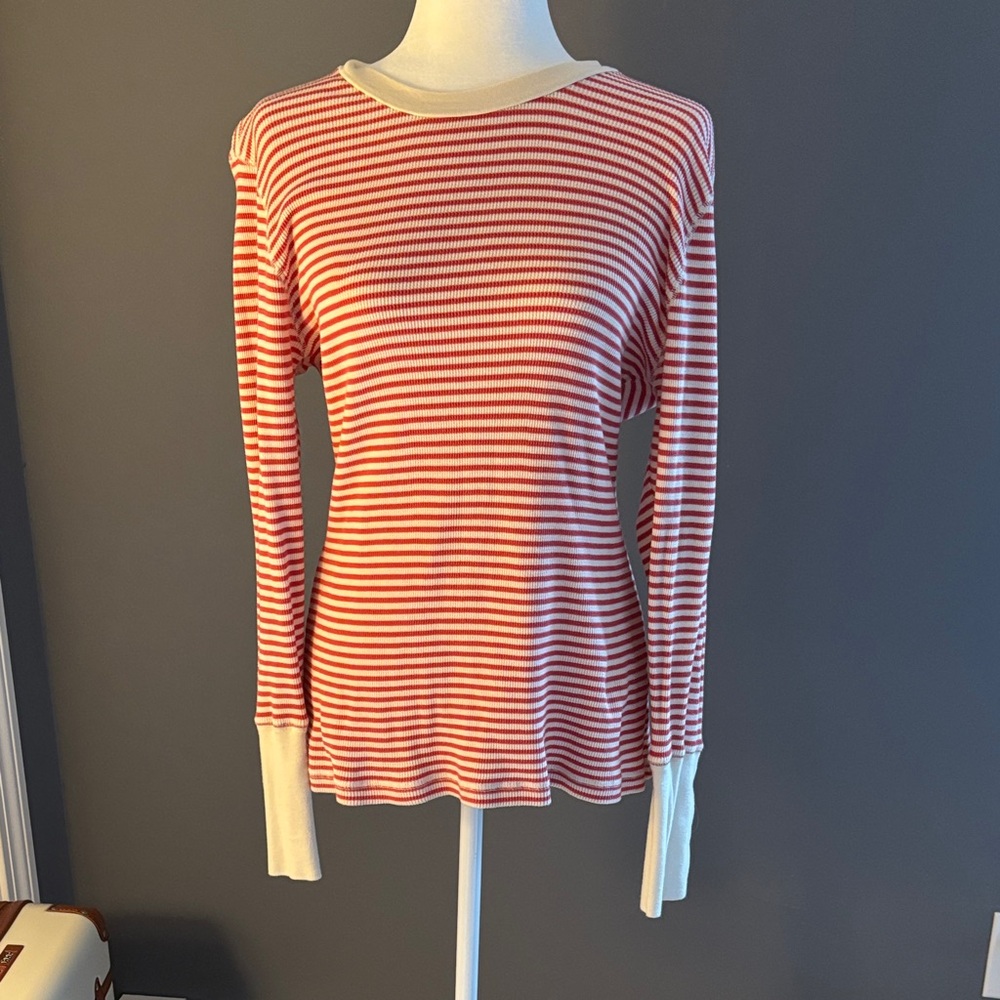 Sundance Red and Ivory Striped Long Sleeve Top